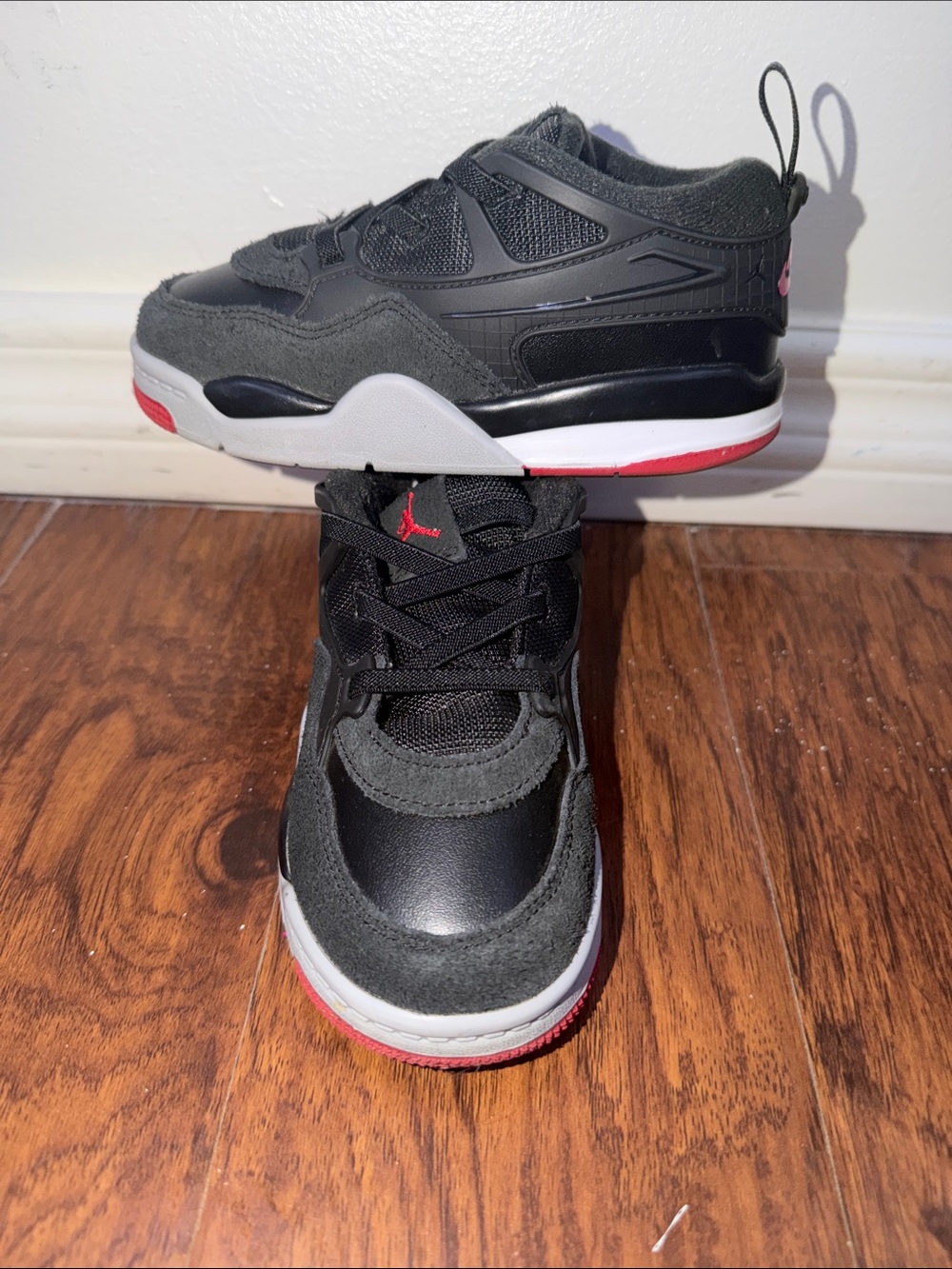 Jordan Kids Black and Red Low-Top Sneakers